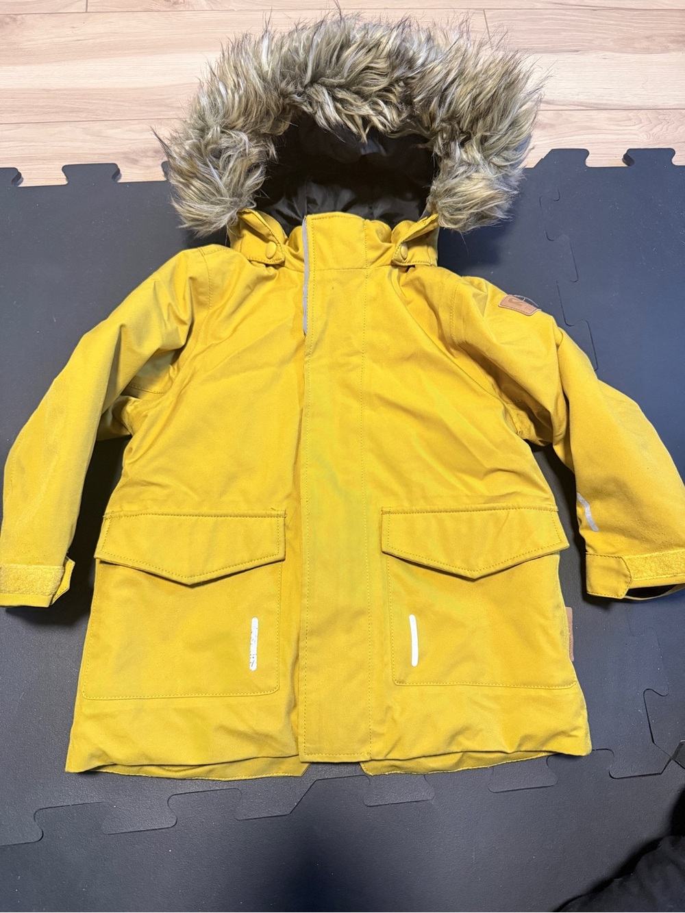 Reima Mutksa Kids Yellow Winter jacket with Faux-Fur Hood